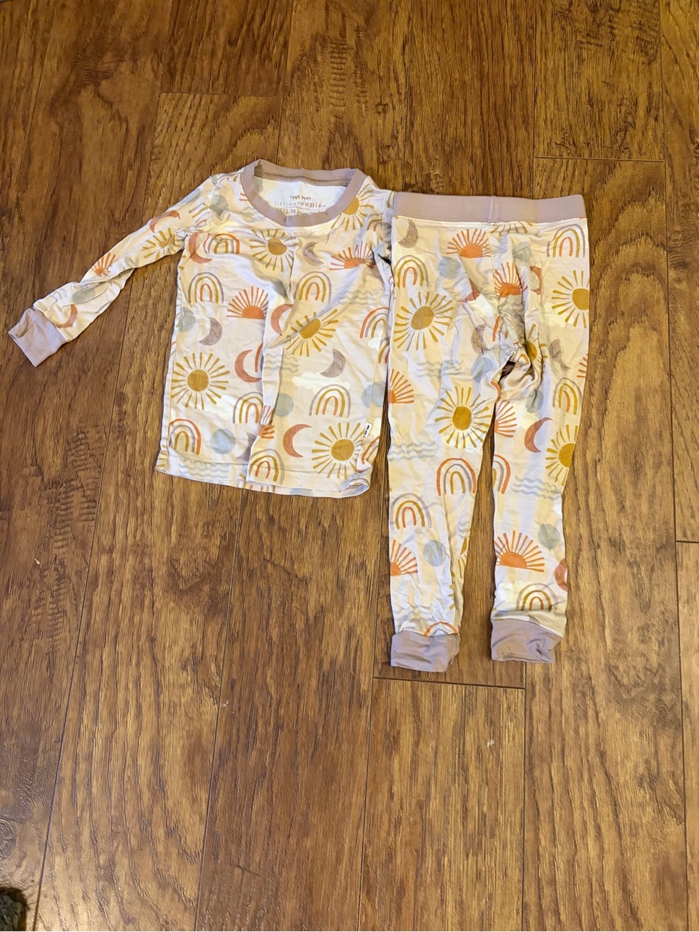 Little Sleepies Cream Pajama Set with Sun & Rainbow Motif